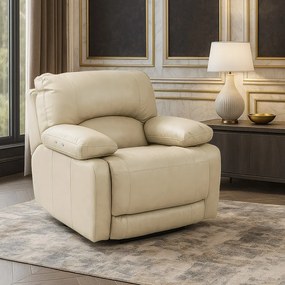 Poltrona do Papai Reclinável Elétrico Power Touch Small Asmará Couro Pérola Fosco G43 - Gran Belo