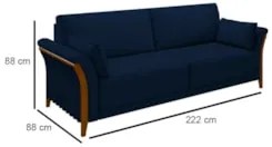 Kit Sofá Living 3 Lugares e Poltrona 102cm Pés Madeira Roya Z32 Veludo