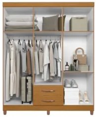 Guarda Roupa Solteiro 154cm com Espelho Dony A02 Off/Cinamomo - Mpozen