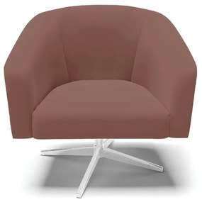 Poltrona Decorativa Giratória Cromada Kit 2 Stella Veludo Rosê D03 - D'Rossi