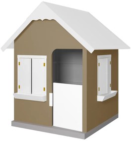 Casinha De Brinquedo Com Floreiros MDF Bege/Branco L12 - Gran Belo