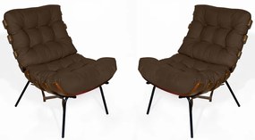 Kit 2 Poltrona Decorativa Costela Suede Marrom