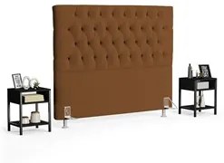 Cabeceira Casal 140cm Cristal Boucle Telha e 2 Mesas Laterais Plaza LC