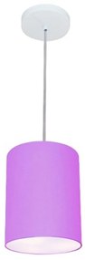 Lustre Pendente Cilíndrico Md-4012 Cúpula em Tecido 18x25cm Lilás - Bivolt