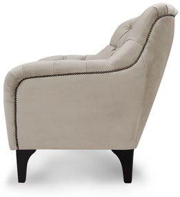 Poltrona Decorativa Roma Botonê Pés Madeira Veludo Bege - Sheep Estofados - Bege