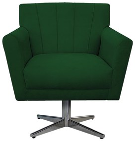 Poltrona Laura Base Giratória de Metal Suede Verde - ADJ Decor