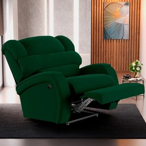 Poltrona do Papai Sala de Cinema Reclinável Kylie Power Elétrica USB Veludo Verde Esmeralda G23
