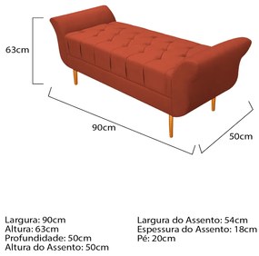 Recamier Estofado Ari 90 cm Solteiro Suede Terracota - ADJ Decor
