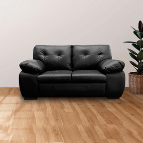 Sofá de Couro 2 Lugares Texas 158cm M06 Cor Preto 450 - ADJ DECOR