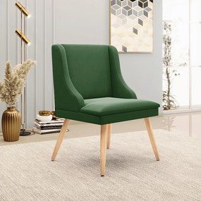 Kit 10 Cadeiras de Jantar Liz Suede Verde Pés Palito Natural D03 - D'Rossi
