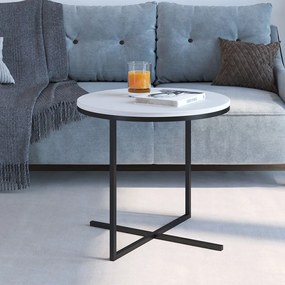 Mesa de Centro Volpi Branco Base Metálica Preto 46 cm A05 - D'Rossi