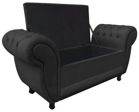 RECAMIER BAU LONDRES 1,20 M SUEDE DROSSI - Preto
