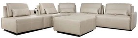 Sofá de Canto Yale 5 Lugares + Puff e Console com Luminária Couro Pérola 550cm - 69956 Sun House