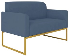Poltrona Namoradeira Decorativa Isabella Base Industrial Suede Azul Marinho/Dourado G19 - Gran Belo