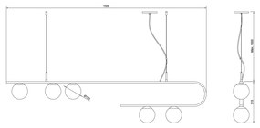 Pendente Dama 150X30Cm 3Xg9 / Cabo Aço Chumbador + Cabo Rayon / Globo... (BT - Branco Texturizado, FOSCO)