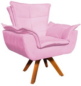 Poltrona Sala de Estar Giratória MM30 Opalla Suede D03 - D'Rossi - Rosa Bebê
