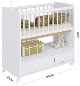 Mini Berço 2 Gavetas Com Colchão Moisés - Branco