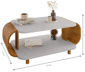 Mesa De Centro Floripa Off White/Naturalle - Bechara Móveis
