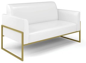 Sofá Namoradeira Base Industrial Alta Dourado Marisa Corano D03 - D'Rossi - Branco