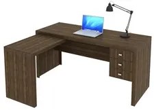 Mesa de Canto Para Escritório 3 Gavetas ME4106 Nogal - Tecno Mobili