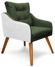 Poltrona Decorativa Delta Pés Palito Corano Branco / Veludo Verde - Sheep Estofados - Verde