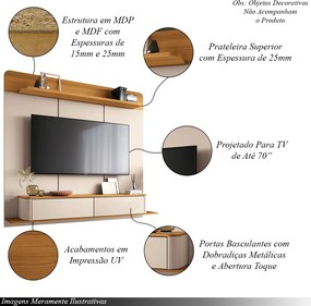 Home Painel Galax Suspenso para TV até 70 Polegadas com Off White/Cinamomo G26 - Hb Móveis