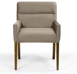 Poltrona Decorativa Base Madeira Angel Veludo C-68 Marrom - Domi