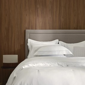 Capa de Edredom/Duvet c/ 2 Fronhas Trussardi Portello Cetim 300 Fios Branco e Legno - Queen  Queen