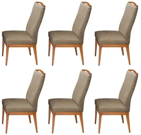 Conjunto 6 Cadeiras Decorativa Lara Aveludado Nude