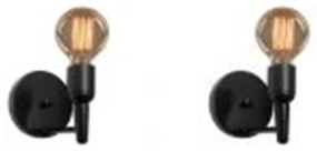 Kit/2 Arandela Retro Parede Md-2028 Preto Suporte Para Lâmpada - Bivolt