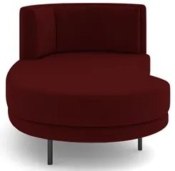 Chaise Longue Divã 164cm Braço Direito Logus D06 Veludo Vermelho - Mpo