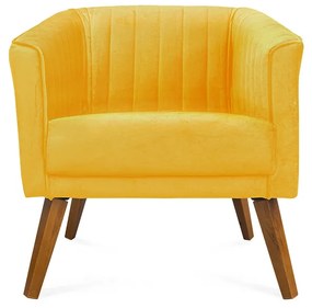 Poltrona Decorativa Dalia Pés de Madeira Suede Amarelo - Sheep Estofados - Amarelo