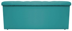 Recamier Baú Estofada Mel 90 cm Solteiro Com Capitonê  Suede Azul Turquesa - ADJ Decor