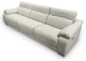 Sofá Sala de Estar Elétrico Reclinável Concepción U076 308cm Modulado Couro Bege Claro G49 - Idea Relax By Natuzzi Group