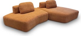 Sofá Ilha Sala de Estar Modulado Dakota com Chaise Encosto Almofadas Soltas Bouclê Rústico Terracota G33 - Gran Belo
