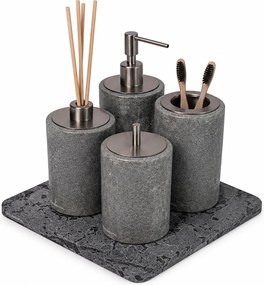 Conjunto Banheiro 4 Pçs Petra - Cromo Escovado  Cromo Escovado