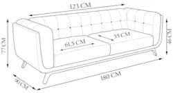 Sofá Living Decorativo 2 Lugares 180cm Bellart Z32 Boucle Bege/Sintéti