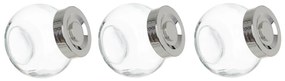 Kit 3 Porta Temperos em Vidro com Tampa Metálica Prata 170ml - D'Rossi