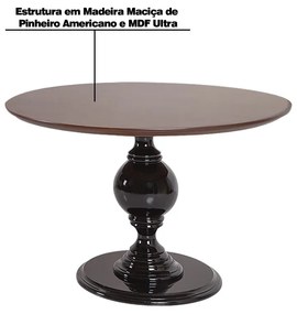 Mesa de Apoio Decorativa Vênus 90x76 Preta/Imbuía G71 - Gran Belo