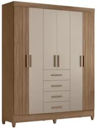 Guarda Roupa Casal 165cm 6 Portas Guiana Carvalho/Fendi Z17 - Mpozena
