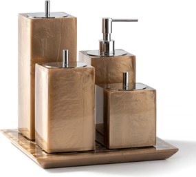 Conjunto Banheiro 4 Pçs Resina - Champagne - Cromado  Champagne - Cromado
