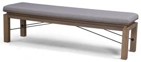 Banco Augustine Linho Brooks Palha Base Paglia Grafite 190cm - 73522 Sun House