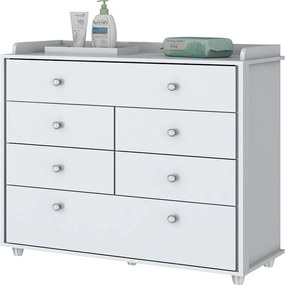Cômoda Para Quarto Infantil Pão de Mel 6 Gavetas - Branco