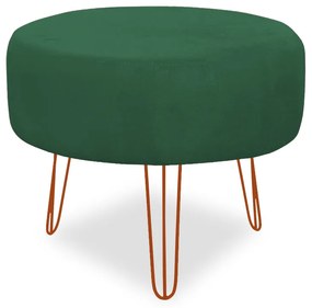Puff Chloe Pés Hairpin Legs Bronze Suede Verde Bandeira