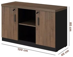 Armário baixo com 2 portas e 2 nichos para escritório