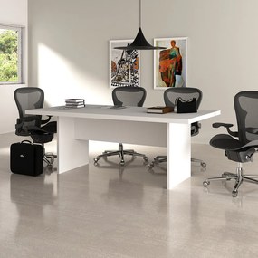 Mesa de Reunião para Escritório Home Office ME4119 MDP Rustico Branco G69 - Gran Belo