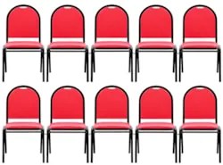 Kit 10 Cadeiras Hoteleiras Auditório Empilhável Sintético Z33 Vermelho