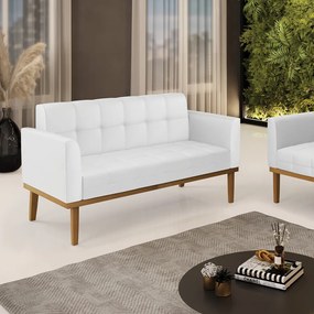 Sofá Namoradeira 2 Lugares Base de Madeira Castanho Elisa Corino D03 - D'Rossi - Branco