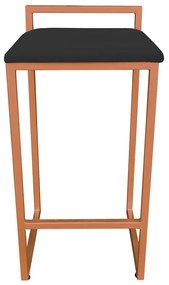 Banqueta Alta Lavínia Suede Preto Base Cobre D'Rossi