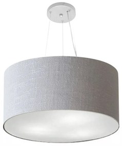 Lustre Pendente Cilíndrico Md-4189 Cúpula em Tecido 50x30cm Rustico Cinza - Bivolt